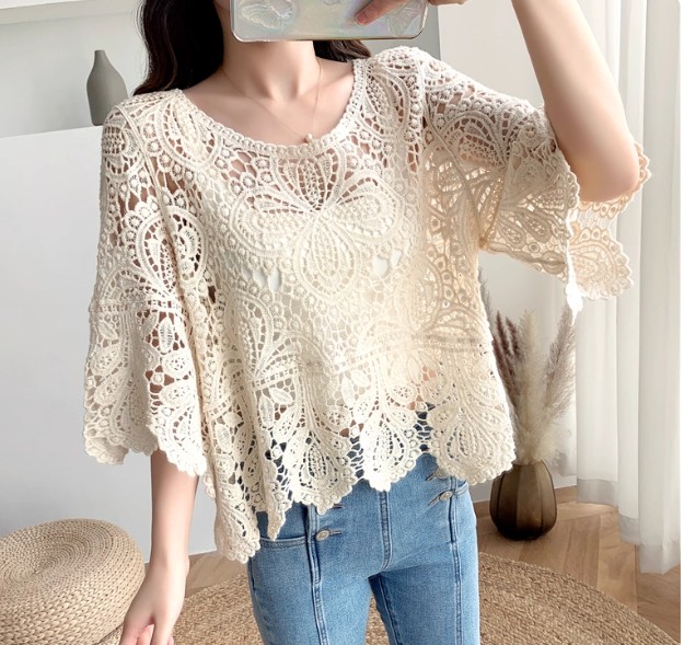 เสื้อผ้าลูกไม้ แบบใส่หลวม ๆ เสื้อคลุม ผ้าลูกไม้ แบบสวม ใส่ทับเสื้อด้านใน สีเยอะ ใส่เที่ยว ทำงาน ออกงาน 503736