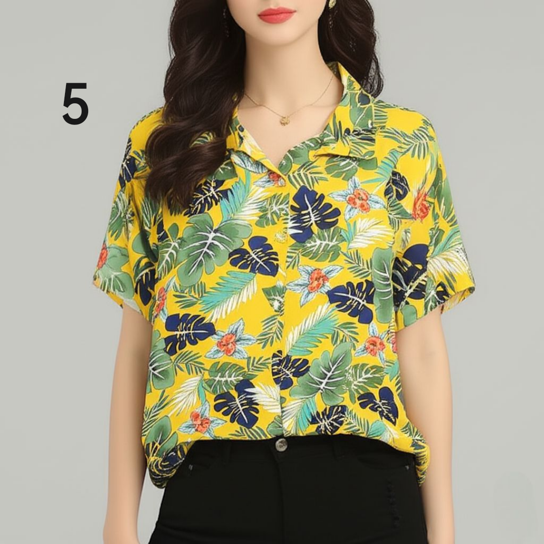 🌺 Blouse3747 เสื้อฮาวายสไตล์เกาหลี ใส่ชิลล์ เท่ได้ทุกวัน เสื้อเชิ้ตลายดอกไม้ผ้าสปันเนื้อนิ่มใส่สบาย