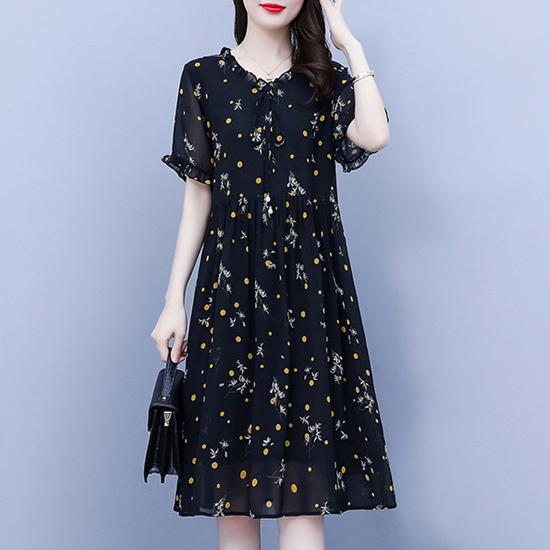เดรสแขนสั้น มีไซส์ L-5XLอก 38-48 นิ้ว ใส่ได้ทั้งสาวหุ่นดีน่ารักจนถึงสาวอวบพลัสไซส์