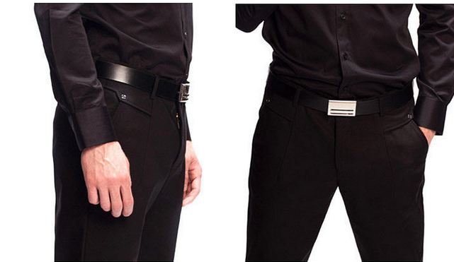 เข็มขัดหนังแท้ เข็มขัดผู้ชาย เข็มขัดใส่ทำงาน เข็มขัดทำงาน สำหรับ ผู้บริหาร หนุ่ม ออฟฟิต สุดหรู หัวเข็มขัด ดีไซน์ สี่เหลี่ยม สีดำ และ สีเงิน 864427