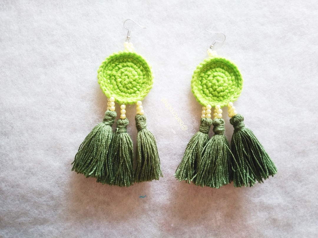 ต่างหูถักโครเชต์ crochet earrings หลากสี 5 นิ้ว