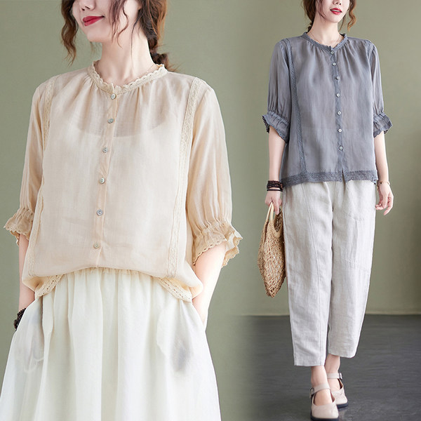 เสื้อลินิน แบบเสื้อสวยๆ เสื้อผ้าฝ้ายลินิน เสื้อเชิ้ตผ้าลินิน BY LININ
