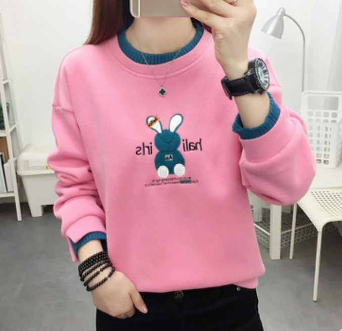 เสื้อกันหนาว แบบสวม เสื้อกันหนาว ลายกระต่าย เนื้อผ้านุ่ม ใส่สบาย ดีไซน์ เหมือนใส่เสื้อ 2 ชั้น แบบเก๋ ๆ 247474