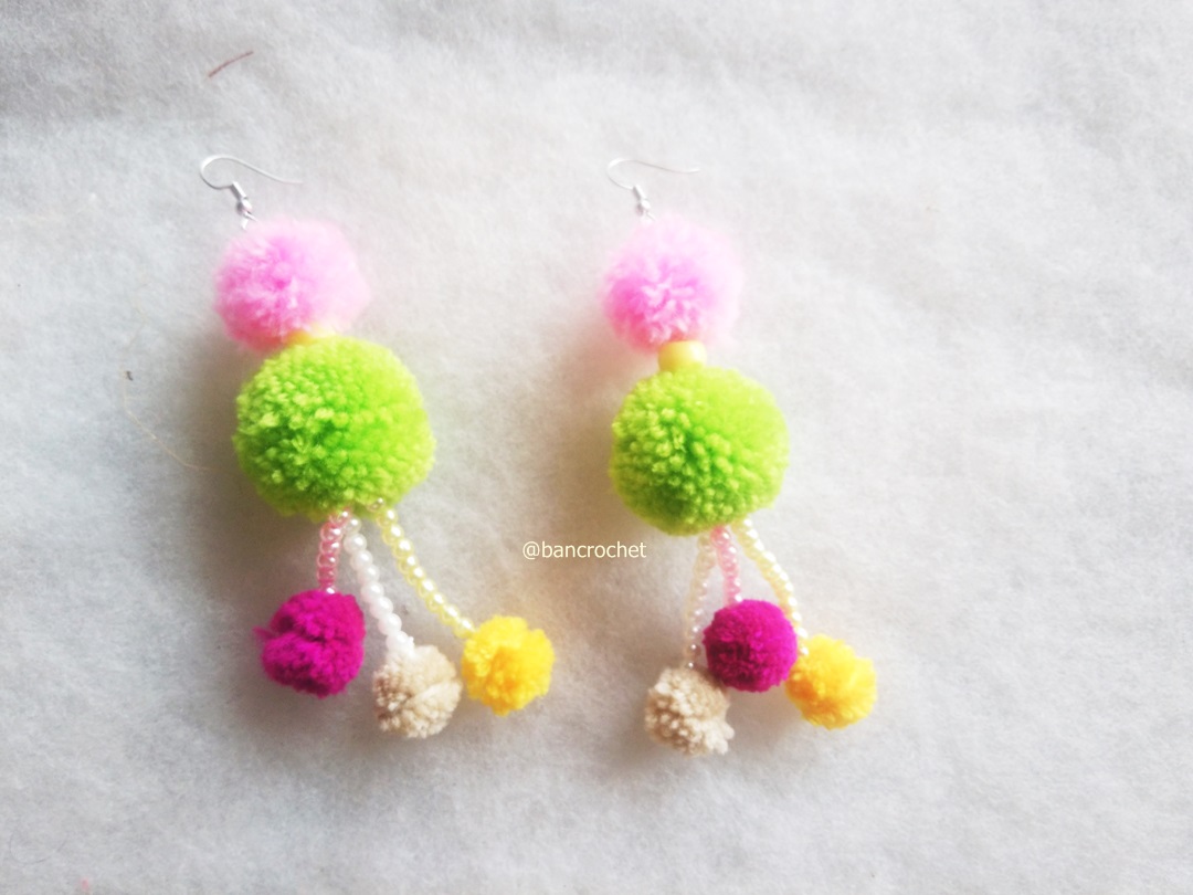 ต่างหูถักโครเชต์ crochet earrings หลากสี 5 นิ้ว