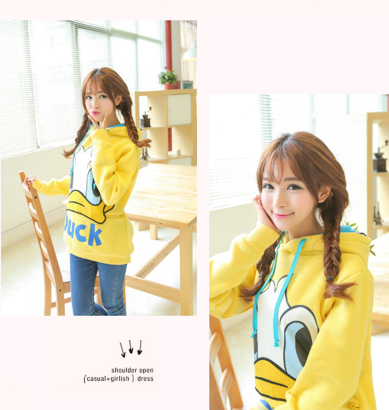 เสื้อกันหนาว เป็ดน้อยน่ารัก สีเหลือง แบบสวม ฮูดดี้เป็ด น่ารักสุดๆ ผ้า cotton ไม่หนามากใส่คลุมวันสบายๆ กำลังดีจ้า
