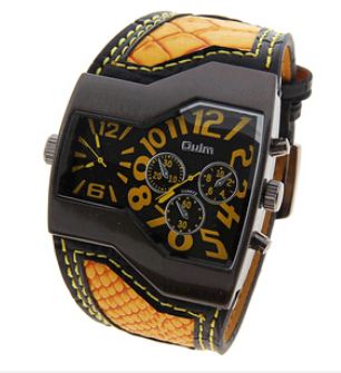 นาฬิกาข้อมือผู้ชาย สายหนัง แนว Sport Military ของขวัญ สำหรับหนุ่ม นักกีฬา มาดเท่ แนว สปอร์ต สีแสบสัน สีคลาสสิค สีเหลือง แดง ฟ้า ขาว ดำ 393882