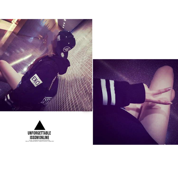 เสื้อยืดแขนยาว EXO แบบสวม แต่สกรีน เก๋ๆ มีฮูด ผ้าไม่หนา ใส่คลุมกันแดดกันลมกำลังดีจ้า BLACK