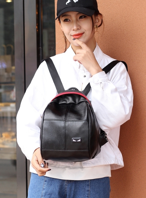 กระเป๋าเป้ สไตล์เกาหลีใบเล็กน่ารัก หนังงานดี พร้อมส่ง black