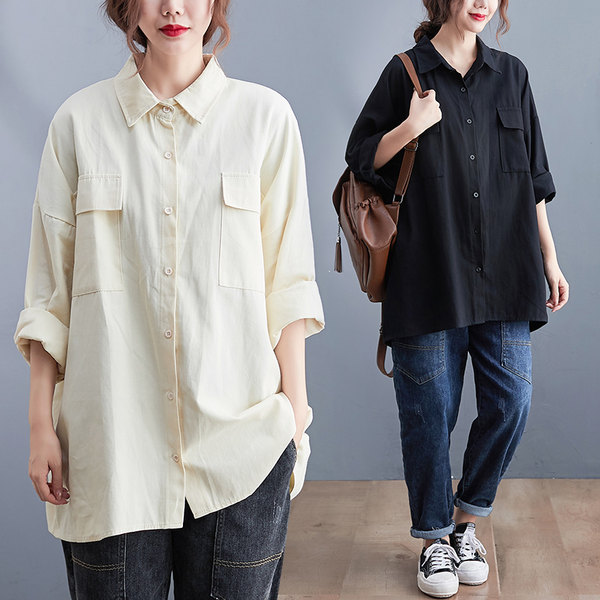 เสื้อเชิ้ตคนอ้วน สไตล์ญี่ปุ่น เสื้อทีเชิ้ตคนอ้วนผู้หญิง เสื้อทีเชิ้ตตัวใหญ่