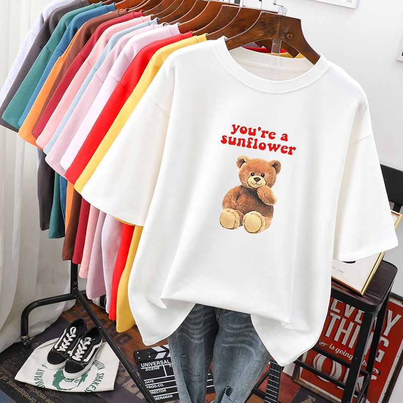 เสื้อยืดคอตตอน สกรีนลายน่ารัก มีหลากหลายสี ส่งฟรีทั่วไทย BY JIMIAO