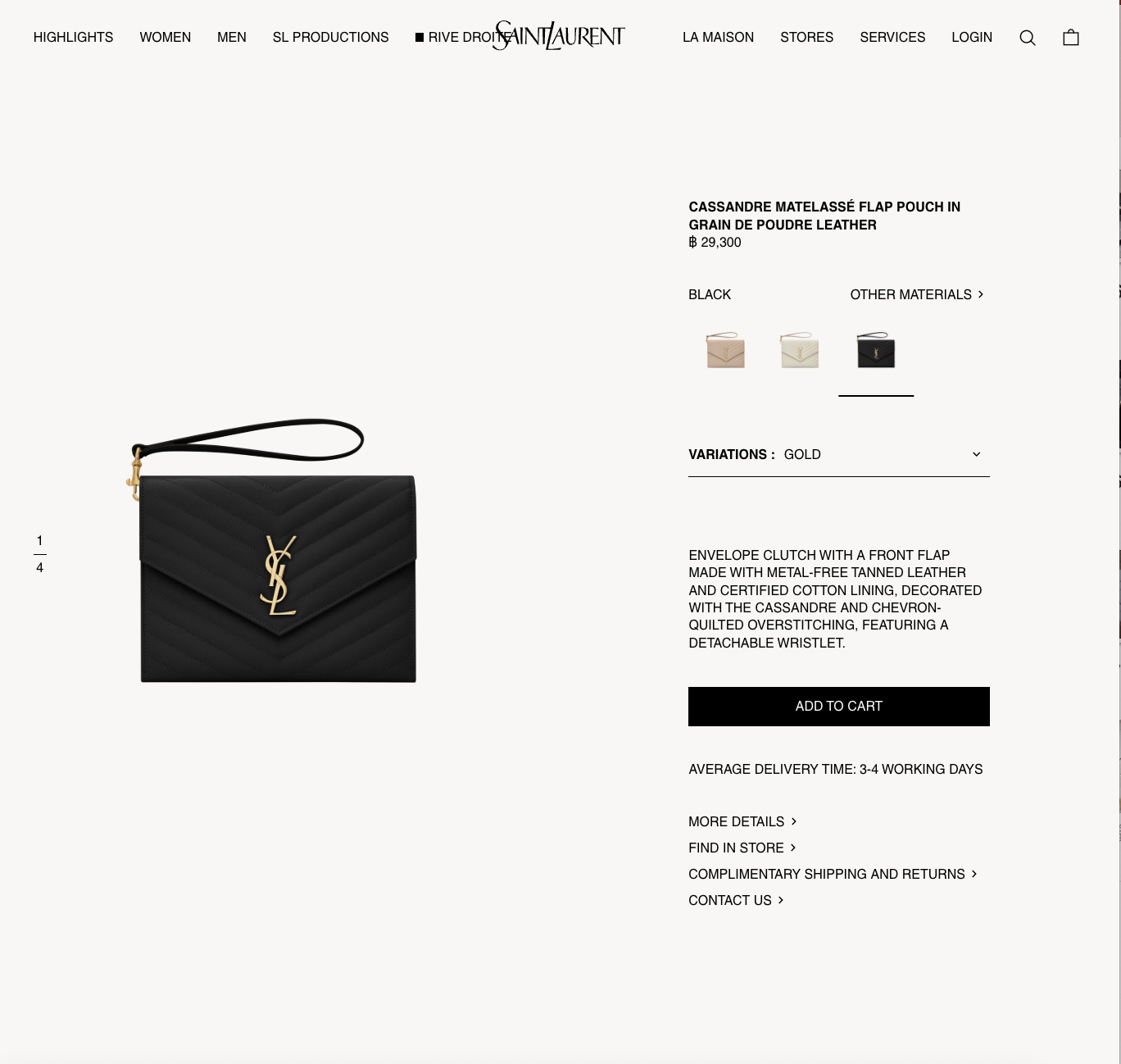 Saint Laurent Black Cassandre Matelasse Wristlet Pouch