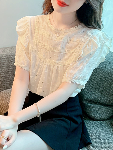 เสื้อลูกไม้ แขนสั้น