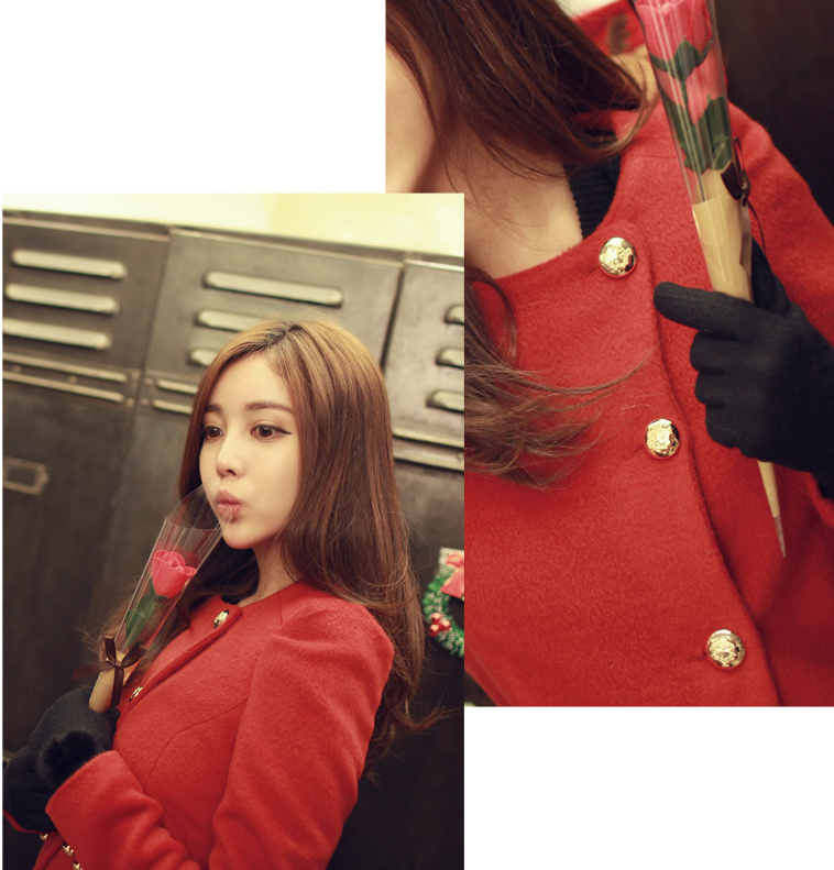 โค้ทกันหนาว สีแดง เก๋ๆ แบบสวยทรงผู้ดีมากๆ แถมขนเฟลอ (ถอดออกได้) ดูดีสุดๆ แบรนด์ RJ STORY แท้ พร้อมส่ง red