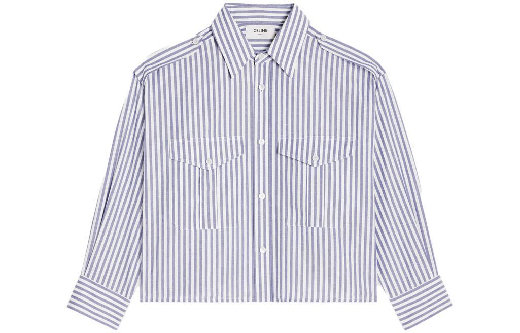 Celine Blue Stripe Crop Shirt
