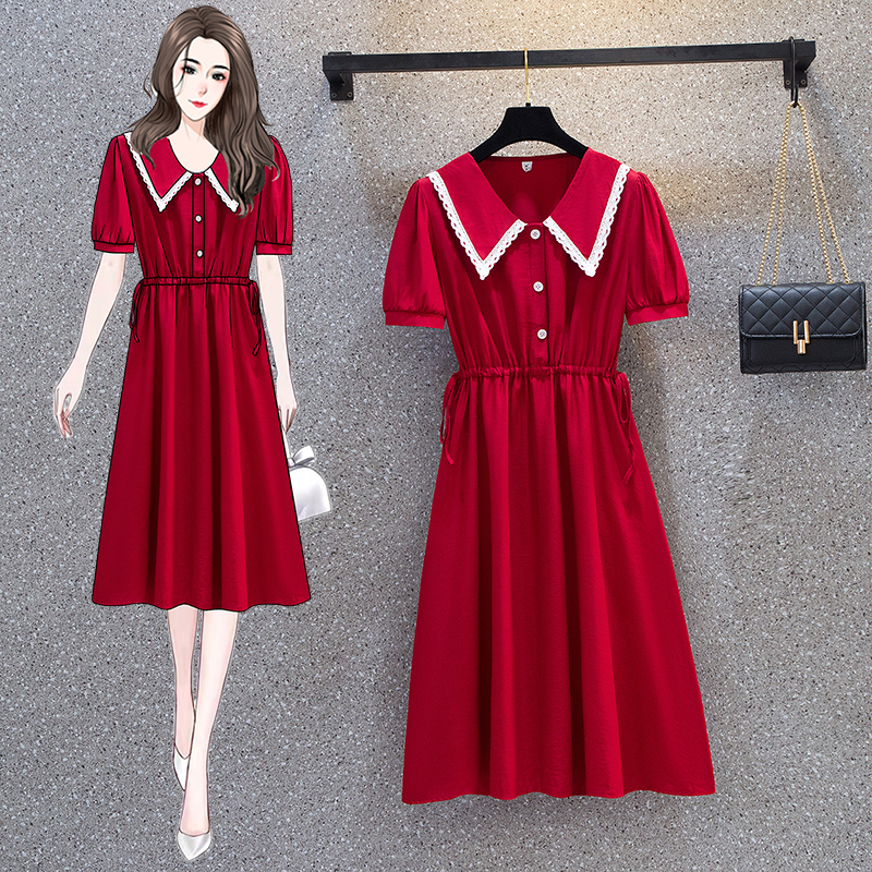 เดรสแขนสั้น มีไซส์ L-4XLอก 38-47 นิ้ว ใส่ได้ทั้งสาวหุ่นดีน่ารักจนถึงสาวอวบพลัสไซส์