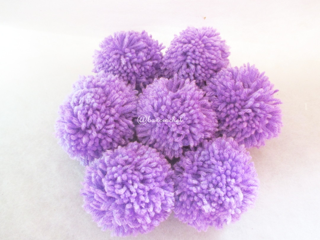 ปอมปอมไหมพรมสีม่วง ขนาด 2 นิ้ว pompoms crochet ม่วงอ่อน 2 นิ้ว