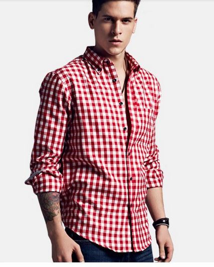 เสื้อเชิ้ตผู้ชาย เสื้อเชิ้ตแขนยาว ลายสก๊อต สไตล์ ยุโรป สามารถใส่เป็นเสื้อแจ็คเก็ต ได้ เสื้อคอปก สีแดง น้ำเงิน ดำ ฟ้า แบบสวย เท่ อย่างมีสไตล์ 622718