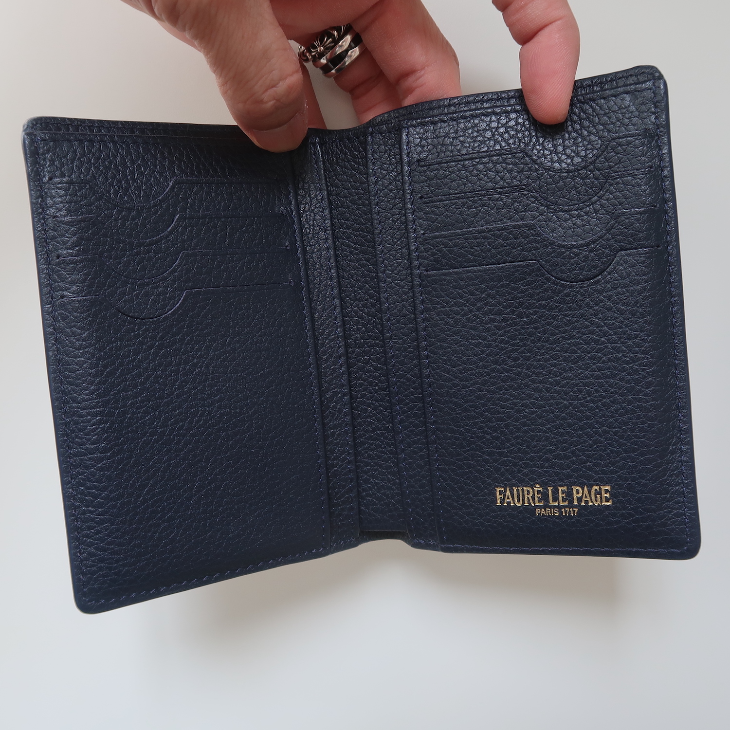 Faure Le Page Navy Blue Monogram Canvas Standard Pocket Wallet