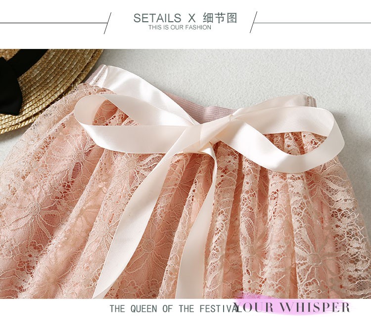 Skirt355 กระโปรงลูกไม้สีชมพูกลีบบัว เอวยางยืดผูกริบบิ้นเพิ่มความน่ารัก ซับในเนื้อนิ่มอย่างดี ผ้าลูกไม้ยืดเนื้อนุ่มหนามีน้ำหนักทิ้งตัว งานน่ารักให้ลุคหวานๆ ดูสวยแพง แมทช์กับเสื้อทรงไหนก็น่ารัก