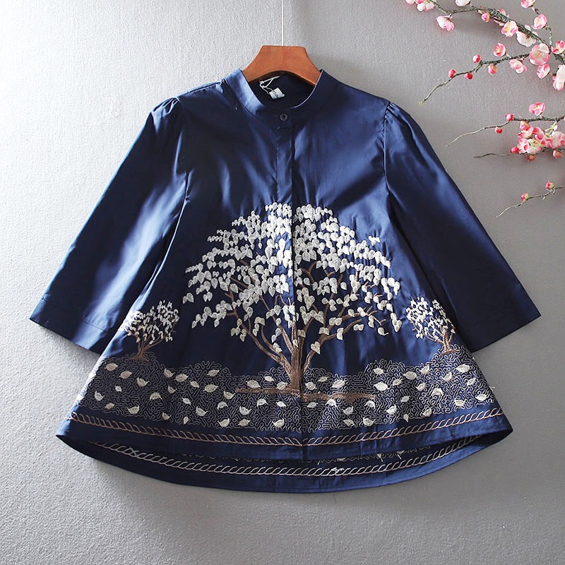 เสื้อลินิน เสื้อผ้าฝ้ายลินิน เสื้อเชิ้ตผ้าลินิน ปักลายสวยๆด้วยด้าย สไตล์VINTAGE BY Dreamroom