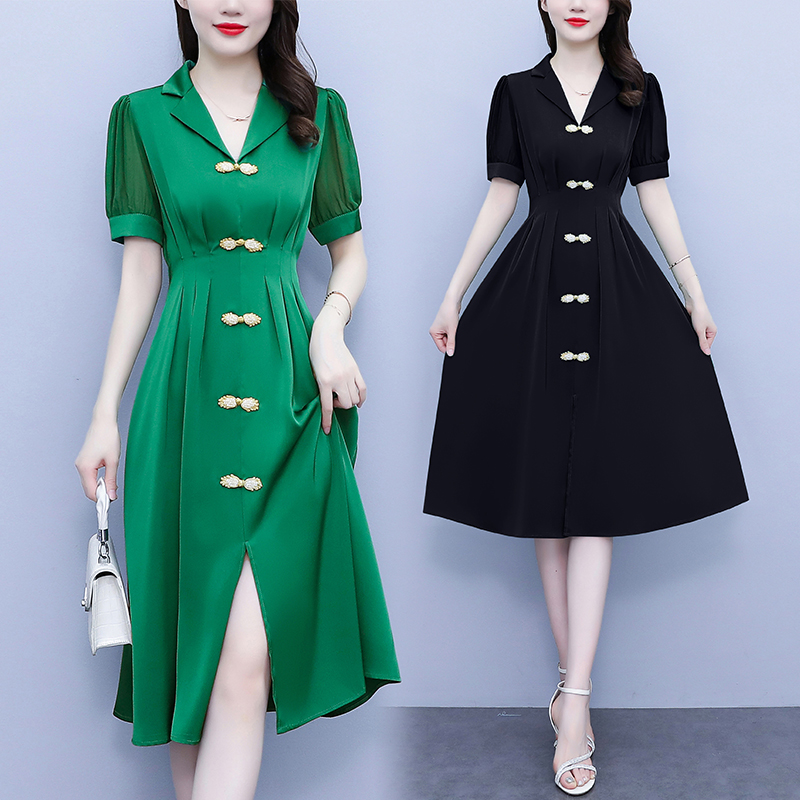 เดรสแขนสั้น มีไซส์ L-4XLอก 38-47 นิ้ว ใส่ได้ทั้งสาวหุ่นดีน่ารักจนถึงสาวอวบพลัสไซส์