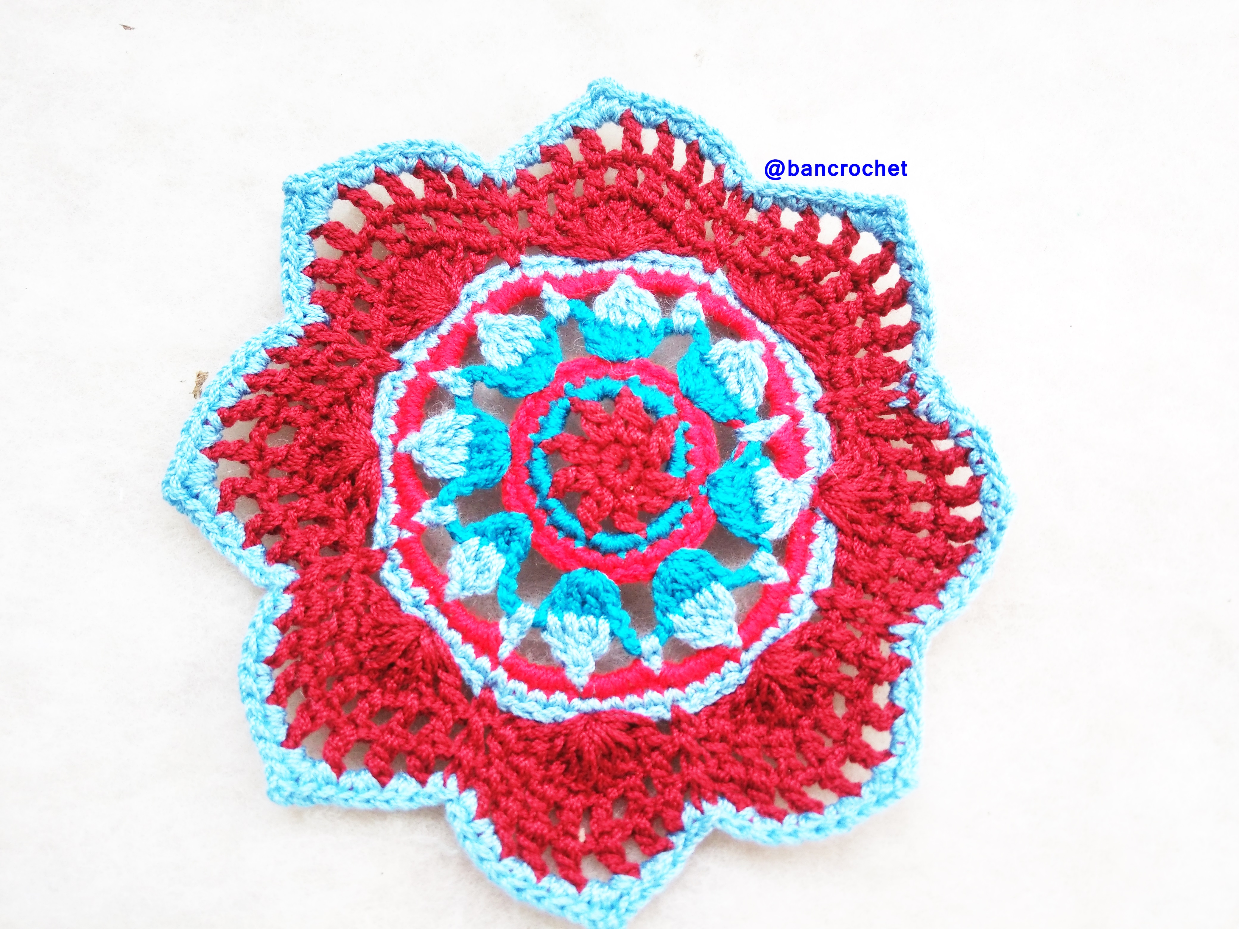 Bancrochet ที่รองแก้วถักโครเชต์ crochet coasters หลากสี 4 นิ้ว