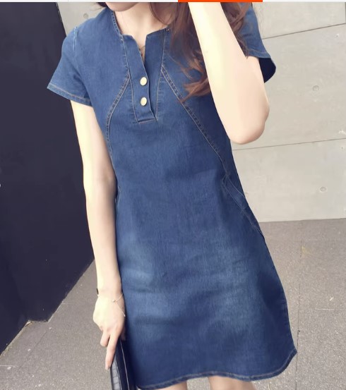 เดรส กระโปรงยีนส์ แบบน่ารัก ๆ ใส่สบาย แบบมีกระเป๋า เดรส กระโปรงมาใหม่ ใส่สวย 317766