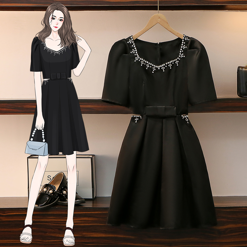 เดรสคนอ้วน เดรสสาวอวบ ชุดเดรสคนอ้วนวัยรุ่นแขนสั้น BY PLUS SIZE Girl