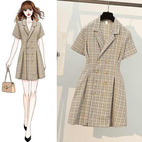 เดรสคนอ้วน เดรสสาวอวบ ชุดเดรสคนอ้วนวัยรุ่นแขนสั้น BY PLUS SIZE Girl