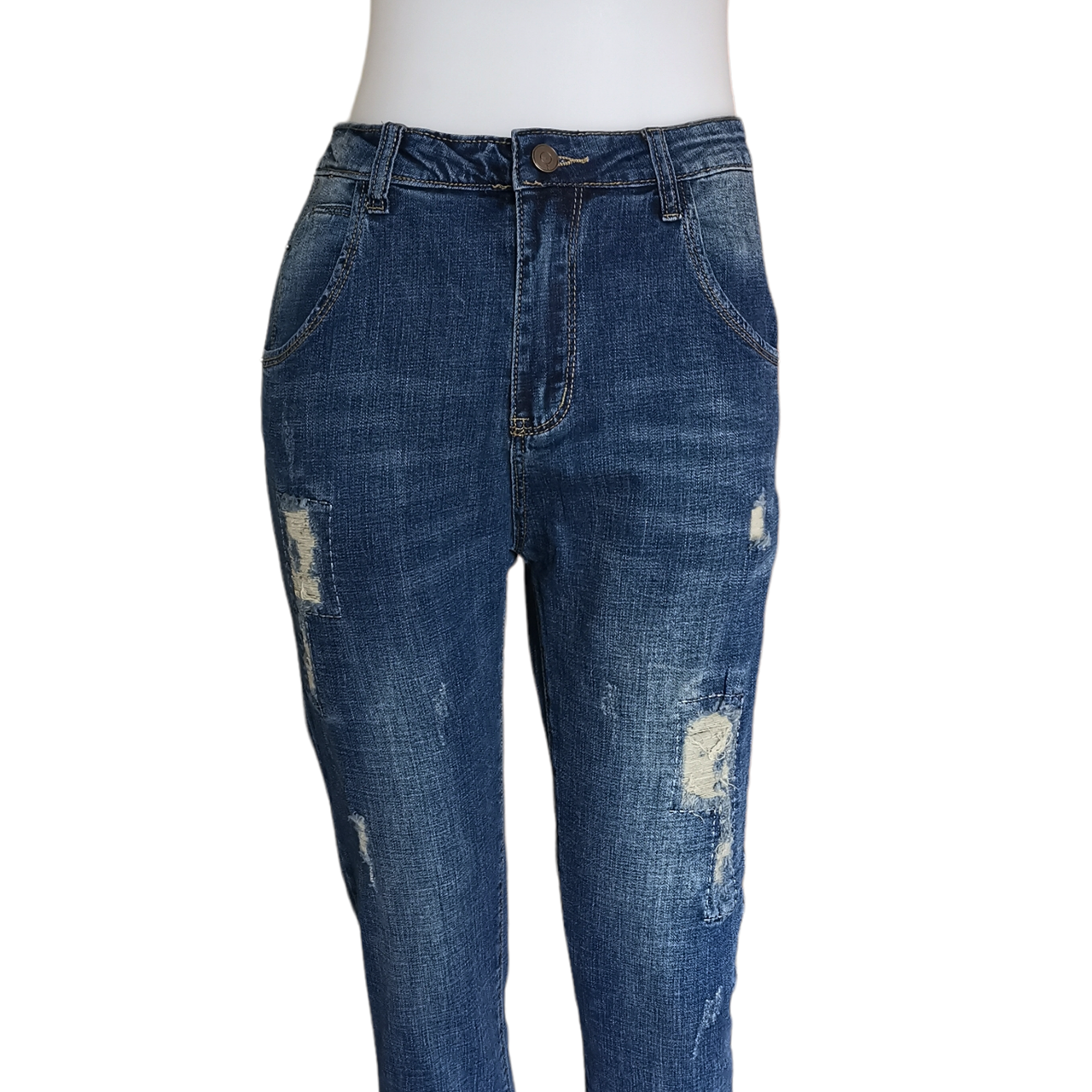 Jeans327 กางเกงยีนส์ขายาวทรงเดฟแต่งขาด แฟชั่นนำเข้าเกรดพรีเมียม ผ้ายีนส์แท้ยีนส์ยืดนิ่ม ผ้านุ่มน่าใส่ทรงสวยงานดี แมทช์กับอะไรก็เข้า