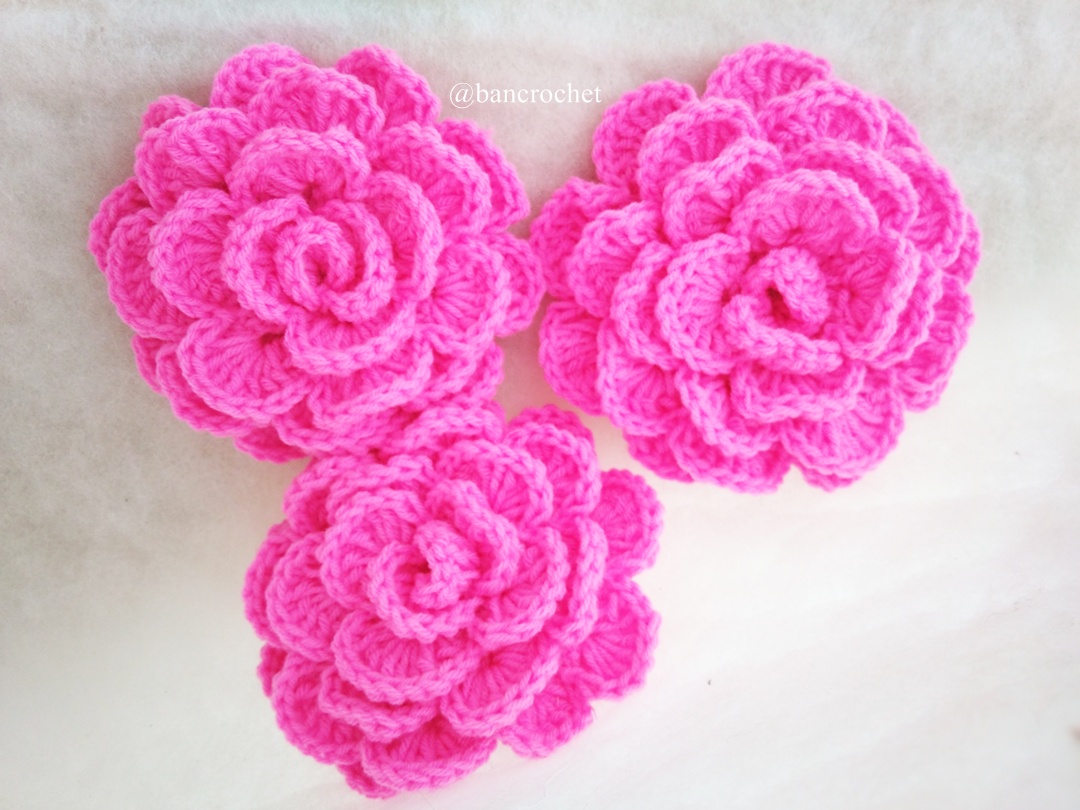 กุหลาบถักไหมพรม Rose Flowers Crochet หลากสี 4 นิ้ว