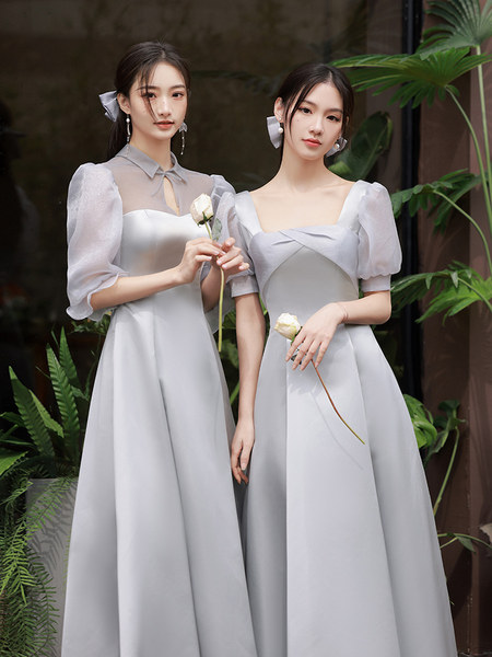 ชุดเพื่อนเจ้าสาวสีเทา ชุดเพื่อนเจ้าสาว ชุดไปงานแต่งงาน