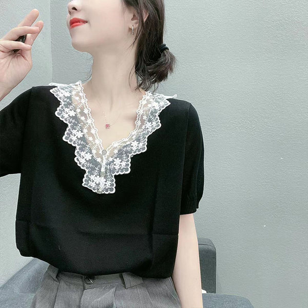 เสื้อลูกไม้ แขนสั้น