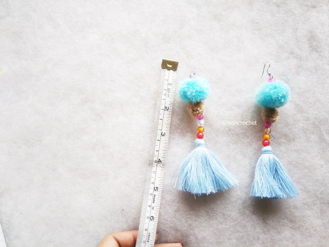 ต่างหูถักโครเชต์ crochet earrings หลากสี 4-6 นิ้ว