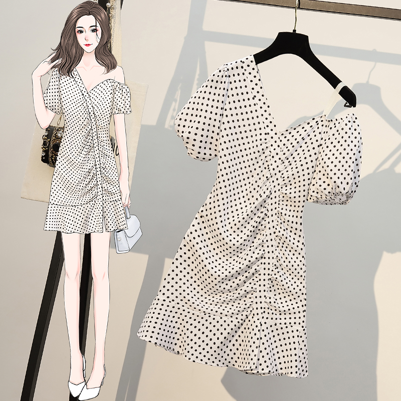 เดรสแขนสั้น มีไซส์ L-4XLอก 38-47 นิ้ว ใส่ได้ทั้งสาวหุ่นดีน่ารักจนถึงสาวอวบพลัสไซส์