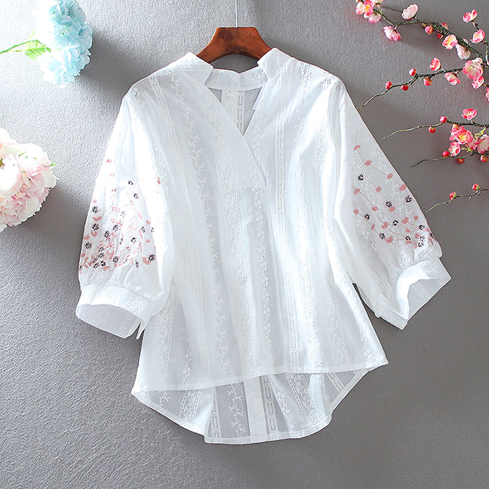เสื้อลินิน เสื้อผ้าฝ้ายลินิน เสื้อเชิ้ตผ้าลินิน ปักลายสวยๆด้วยด้าย สไตล์VINTAGE BY Dreamroom