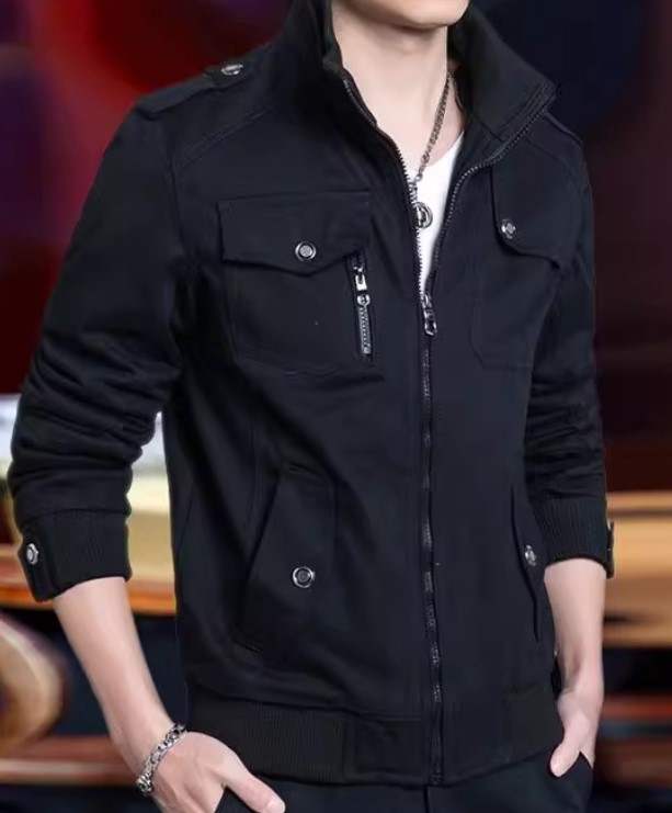 เสื้อแจ็คเก็ต ผู้ชาย แบบเท่ ๆ สีพื้น กระเป๋าเยอะ แบบสวย เสื้อ jacket แขนยาว ใส่เที่ยว กันแดด เท่ ๆ 584942