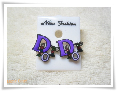 ต่างหู ตุ้มหู D สีม่วง 018