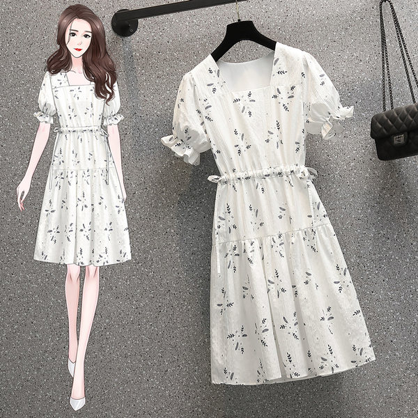 เดรสคนอ้วน เดรสสาวอวบ ชุดเดรสคนอ้วนวัยรุ่นแขนสั้น BY PLUS SIZE Girl