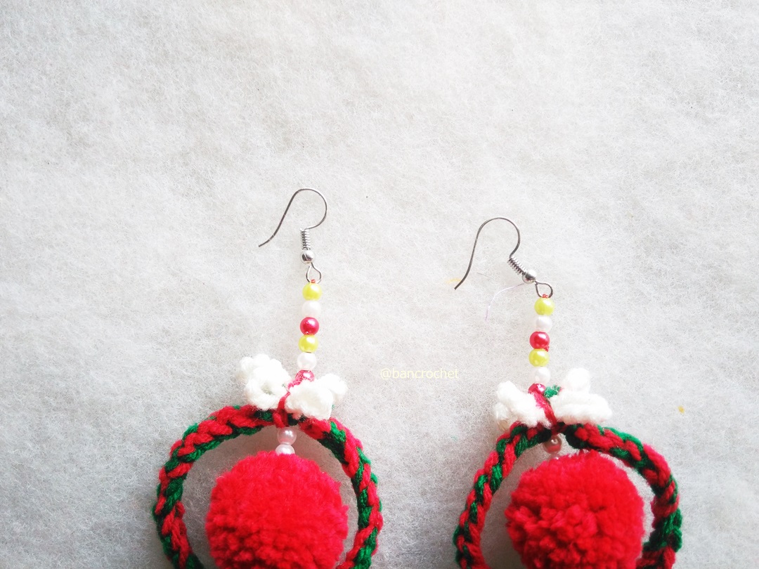 ต่างหูถักโครเชต์คริสมาส crochet christmas earrings หลากสี 4-6 นิ้ว