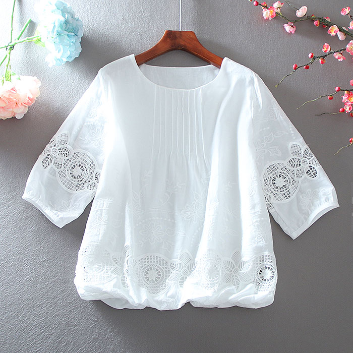 เสื้อลินิน เสื้อผ้าฝ้ายลินิน เสื้อเชิ้ตผ้าลินิน ปักลายสวยๆด้วยด้าย สไตล์VINTAGE BY Dreamroom
