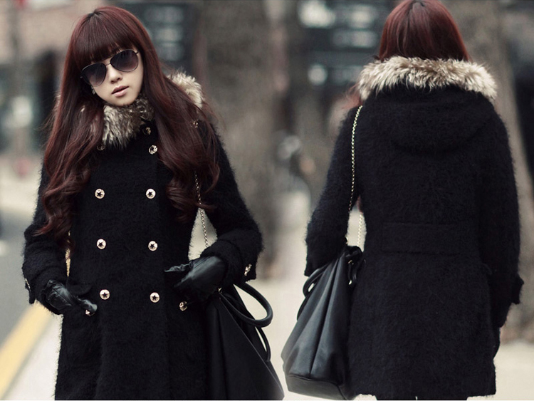 โค้ทกันหนาว แฟชั่น เป็นขนๆ ทั้งตัวพร้อมแต่งเฟลอที่ขอบฮู้ด ทรงยาวดูดีค่ะ แบรนด์ RJ STORY แท้ พร้อมส่ง black