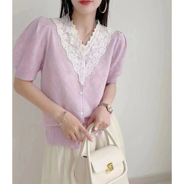 เสื้อลูกไม้ แขนสั้น
