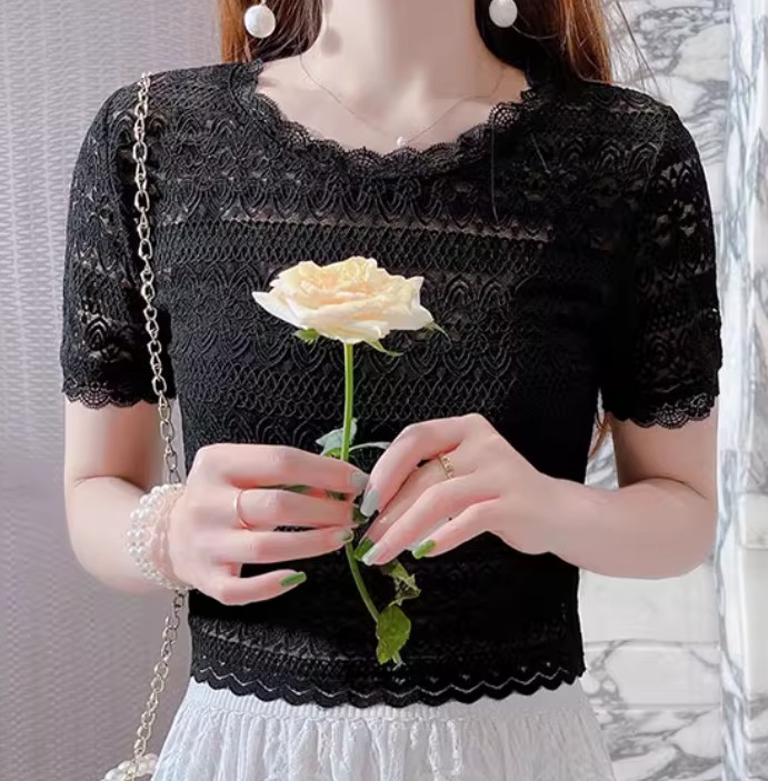 เสื้อลูกไม้ เต็มตัว สีขาว สีดำ แบบวัยรุ่น ซีทรู เสื้อลูกไม้ สวย ๆ ใส่เที่ยว แฟชั่น เสื้อลูกไม้ น่ารัก ๆ 720409