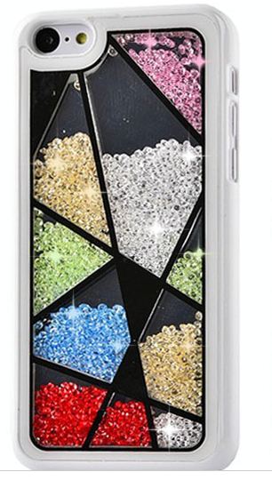 เคส iPhone 5c ประดับเม็ดคริสตัล ด้านใน คล้ายเม็ดทราย เคส แบบ เก๋ งาน Hand made ไม่ซ้ำใคร กระเบื้องเล่นสี สีดำ สีขาว no 98246_8