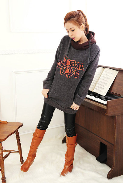 เสื้อกันหนาว แบบสวม สีเทา ฮูดดี้ น่ารัก ผ้า cotton ด้านในเป็นผ้าสำลีนุ่มๆ