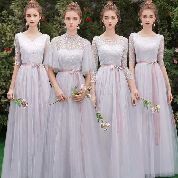 ชุดเพื่อนเจ้าสาว ชุดไปงานแต่งงาน ชุดเพื่อนเจ้าสาวสีเทา