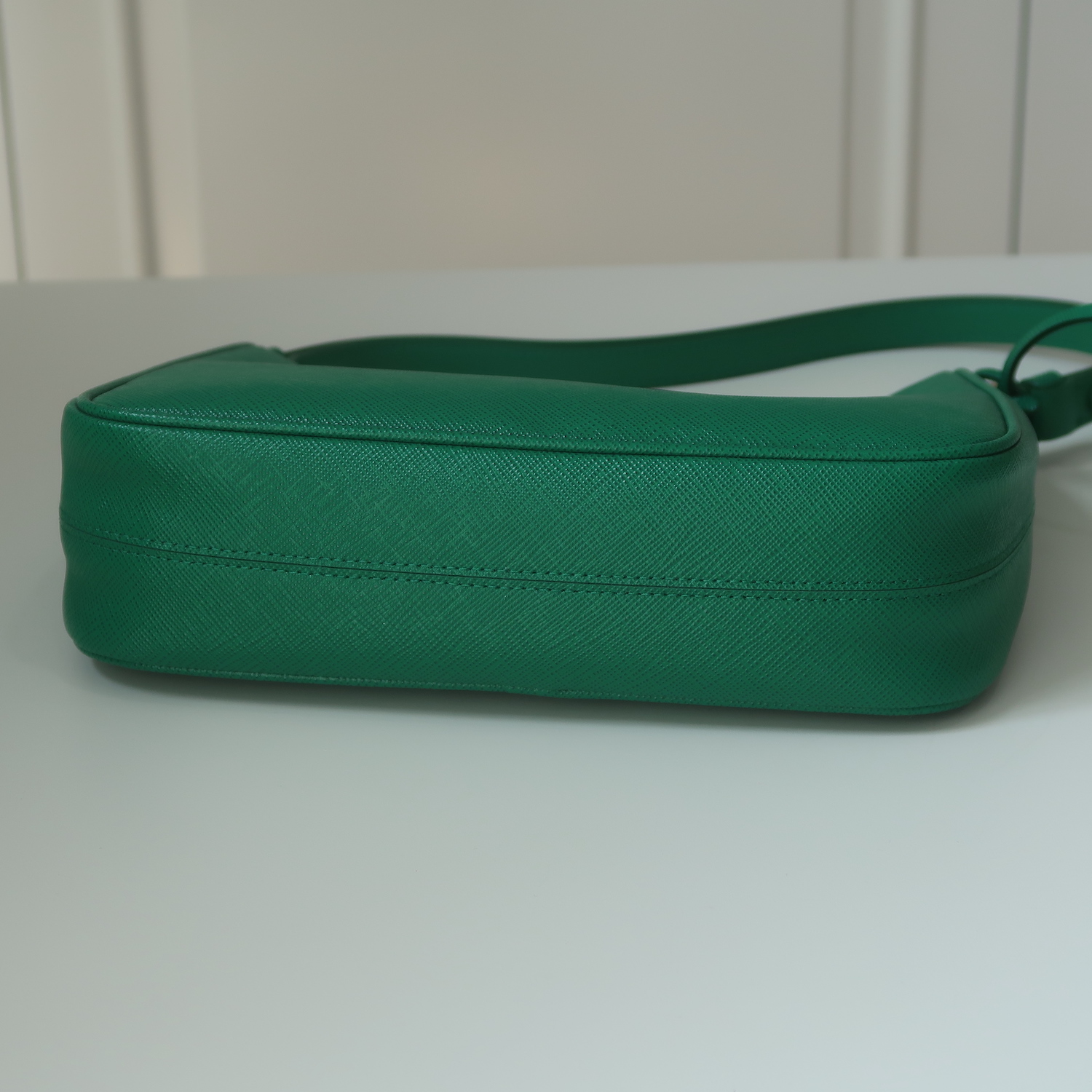 Prada Mango Green Saffiano Re-Edition Mini Hobo 1BC204 (2022)