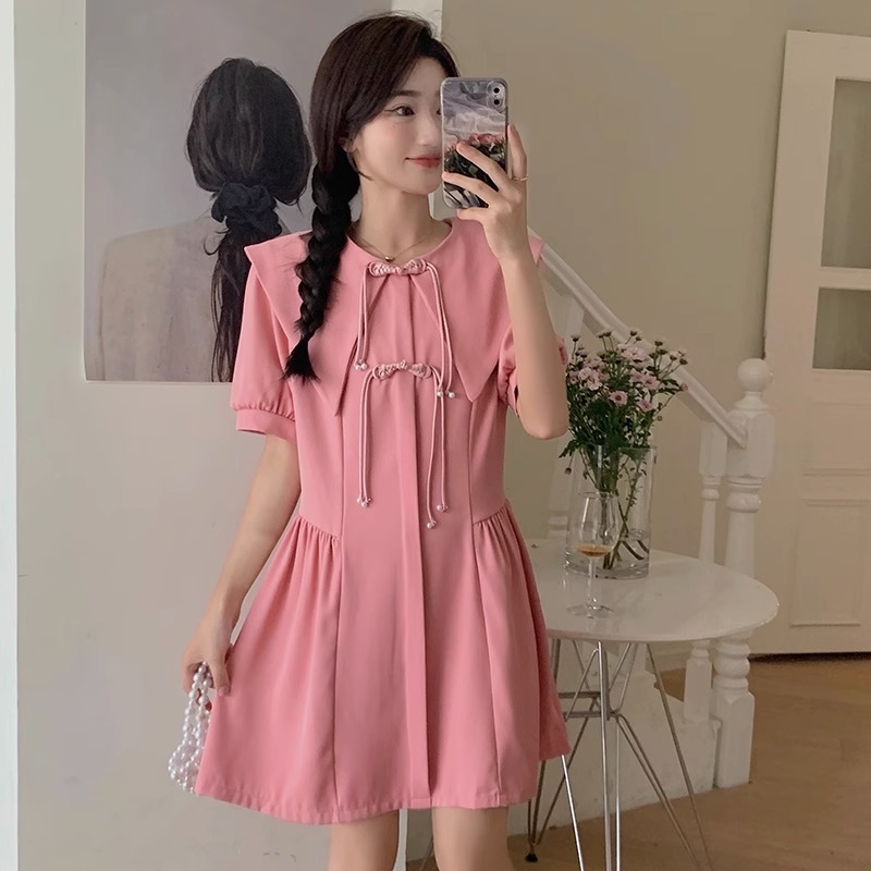 เดรสแขนสั้น มีไซส์ L-4XLอก 38-47 นิ้ว ใส่ได้ทั้งสาวหุ่นดีน่ารักจนถึงสาวอวบพลัสไซส์ จัดส่งฟรี! ทักแชทสั่งซื้อ