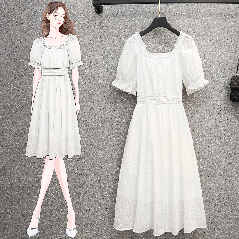 เดรสคนอ้วน เดรสสาวอวบ ชุดเดรสคนอ้วนวัยรุ่นแขนสั้น BY PLUS SIZE Girl